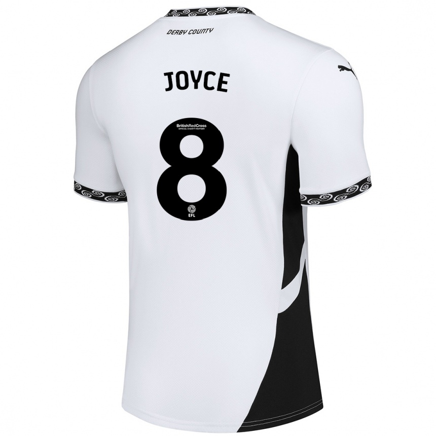 Kids Football Emily Joyce #8 White Black Home Jersey 2024/25 T-Shirt Australia