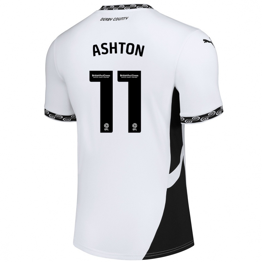 Kids Football Eleanor Ashton #11 White Black Home Jersey 2024/25 T-Shirt Australia