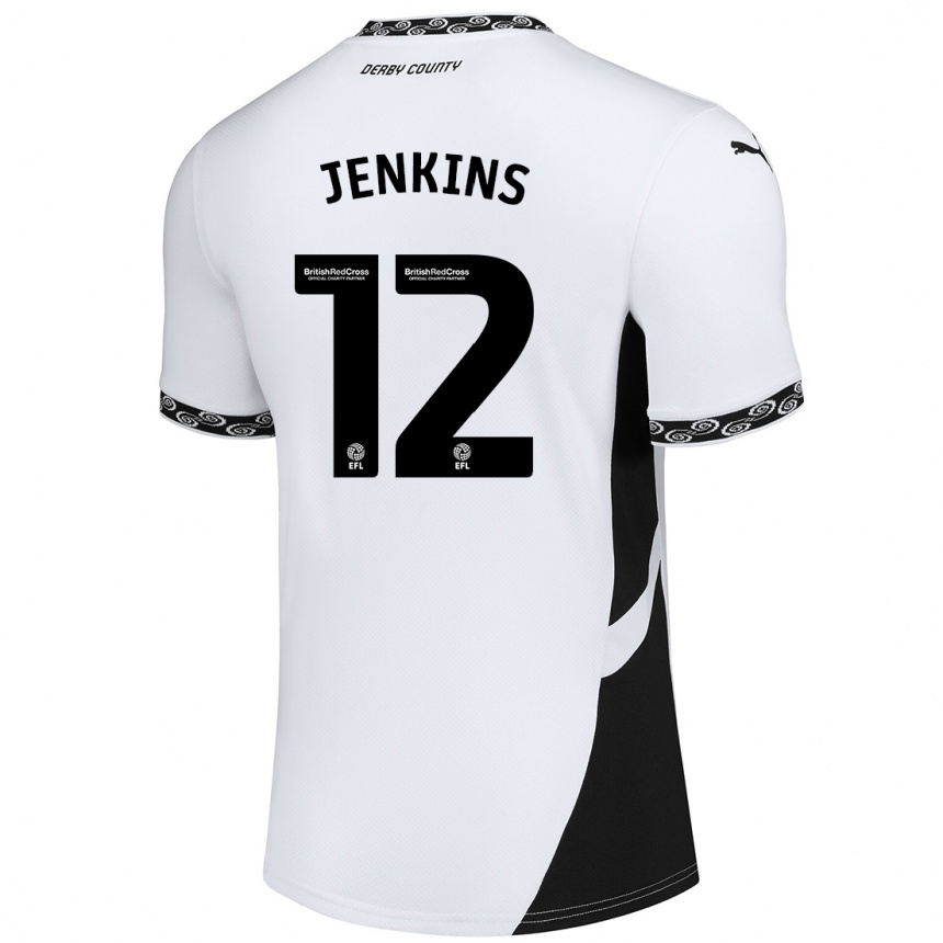 Kids Football Camille Jenkins #12 White Black Home Jersey 2024/25 T-Shirt Australia