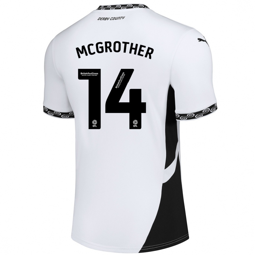 Kids Football Becky Mcgrother #14 White Black Home Jersey 2024/25 T-Shirt Australia