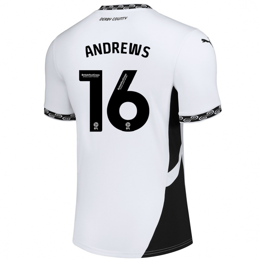 Kids Football Marli Rhodes-Andrews #16 White Black Home Jersey 2024/25 T-Shirt Australia