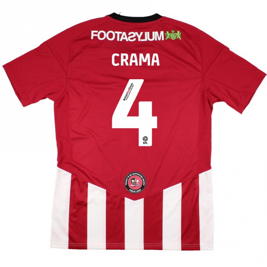 Kids Football Tristan Crama #4 Red White Home Jersey 2024/25 T-Shirt Australia