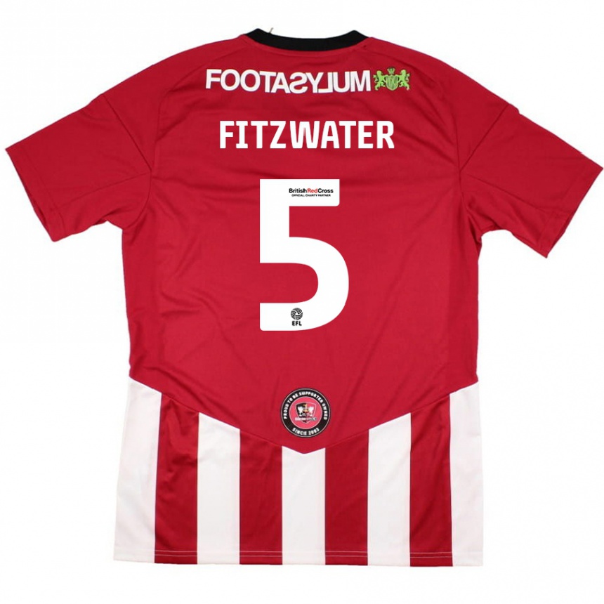 Kids Football Jack Fitzwater #5 Red White Home Jersey 2024/25 T-Shirt Australia