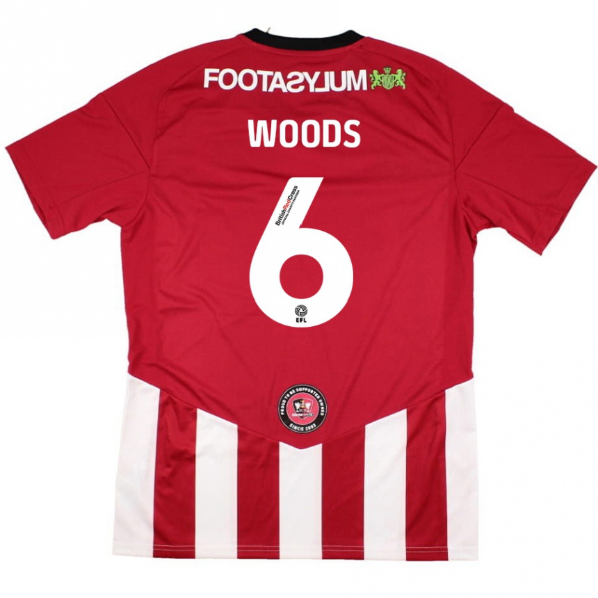 Kids Football Ryan Woods #6 Red White Home Jersey 2024/25 T-Shirt Australia