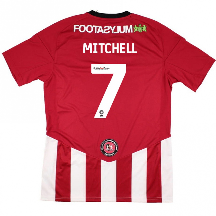 Kids Football Demetri Mitchell #7 Red White Home Jersey 2024/25 T-Shirt Australia