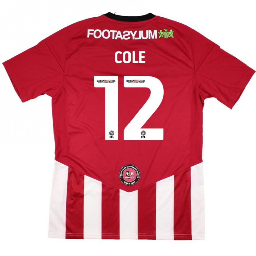 Kids Football Reece Cole #12 Red White Home Jersey 2024/25 T-Shirt Australia