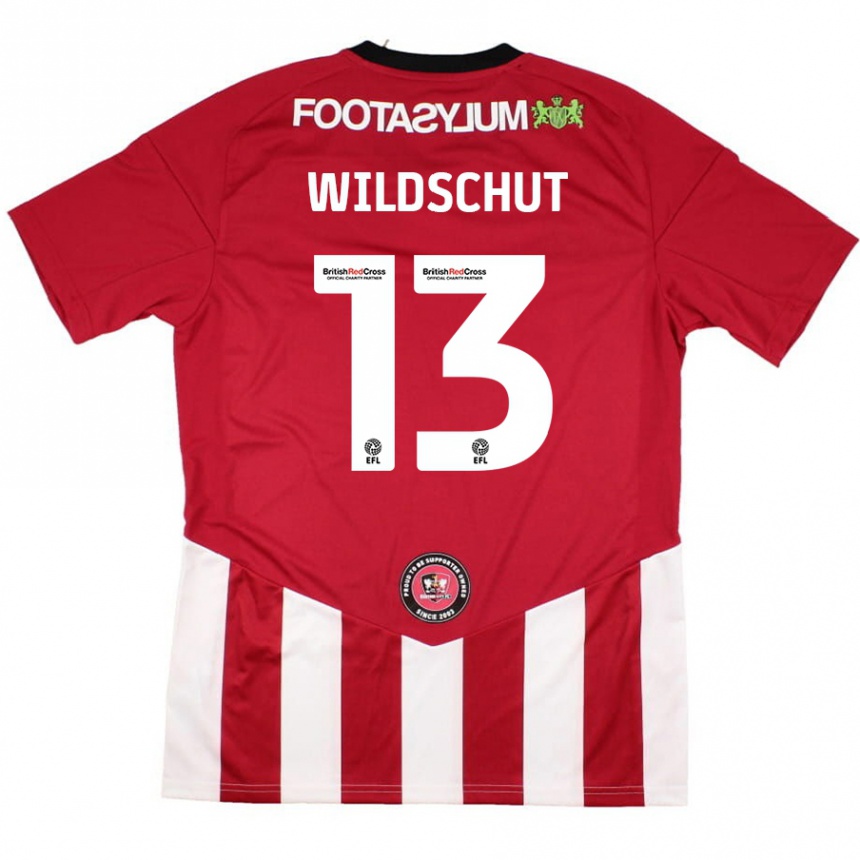 Kids Football Yanic Wildschut #13 Red White Home Jersey 2024/25 T-Shirt Australia