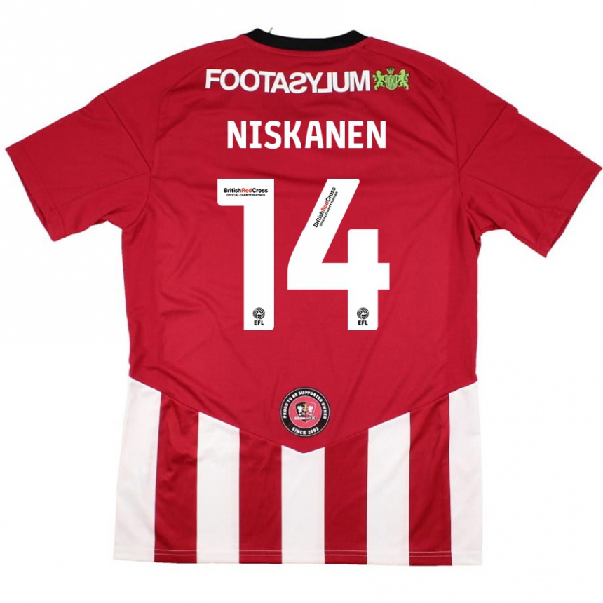 Kids Football Ilmari Niskanen #14 Red White Home Jersey 2024/25 T-Shirt Australia