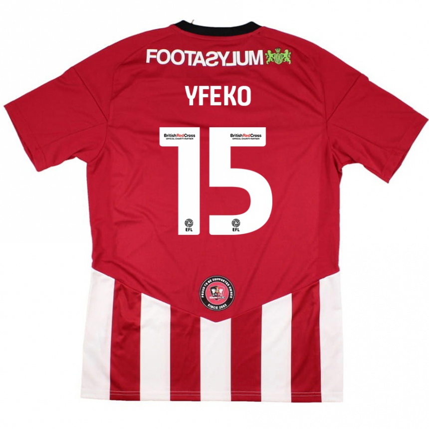 Kids Football Johnly Yfeko #15 Red White Home Jersey 2024/25 T-Shirt Australia