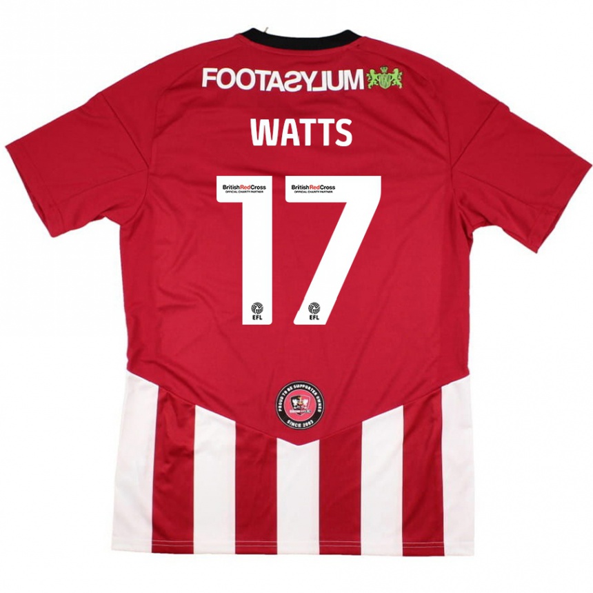 Kids Football Caleb Watts #17 Red White Home Jersey 2024/25 T-Shirt Australia