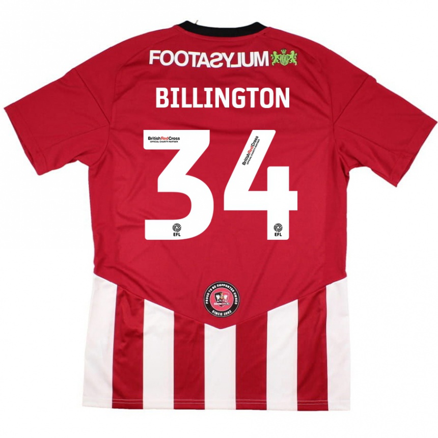 Kids Football Gabe Billington #34 Red White Home Jersey 2024/25 T-Shirt Australia