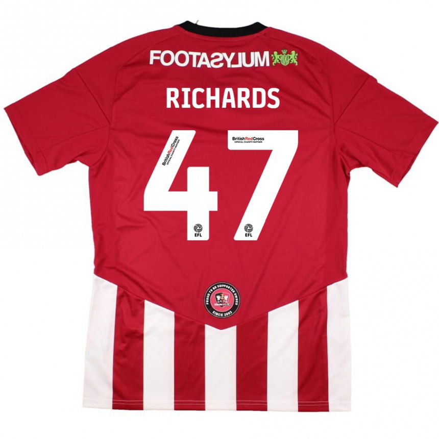 Kids Football Jake Richards #47 Red White Home Jersey 2024/25 T-Shirt Australia