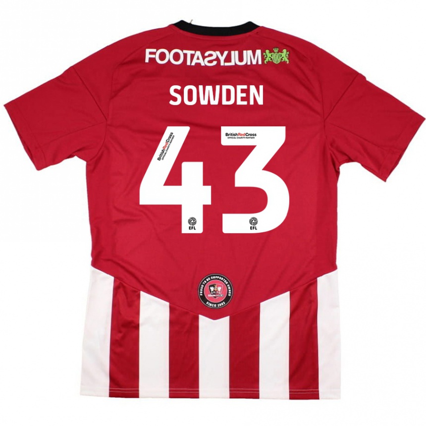 Kids Football Andrew Sowden #43 Red White Home Jersey 2024/25 T-Shirt Australia