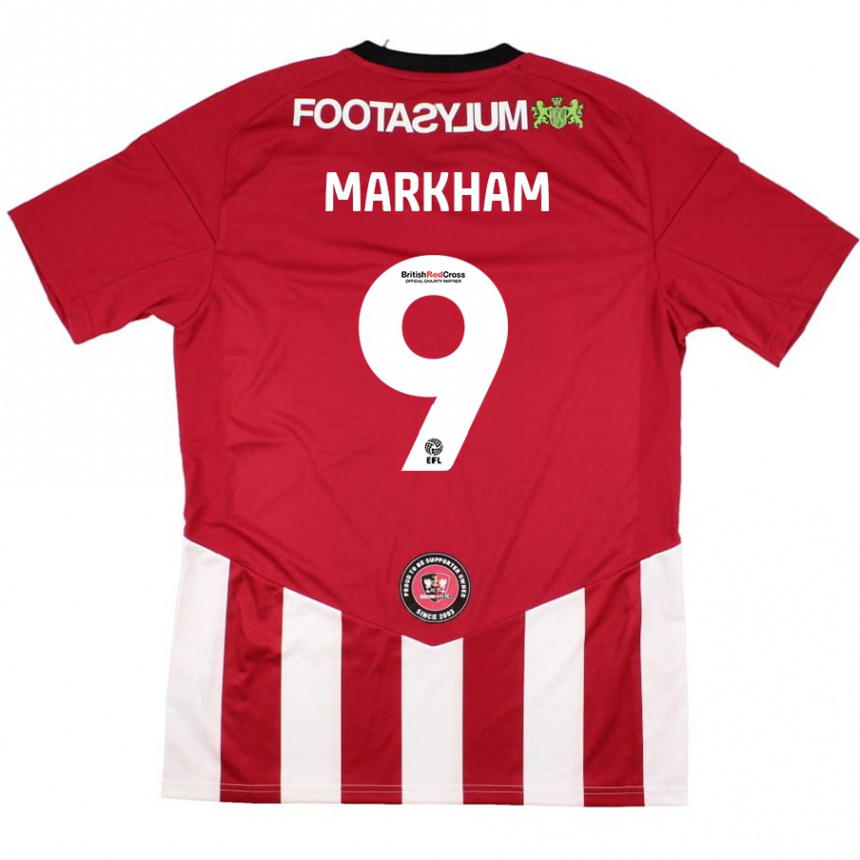 Kids Football Jenna Markham #9 Red White Home Jersey 2024/25 T-Shirt Australia