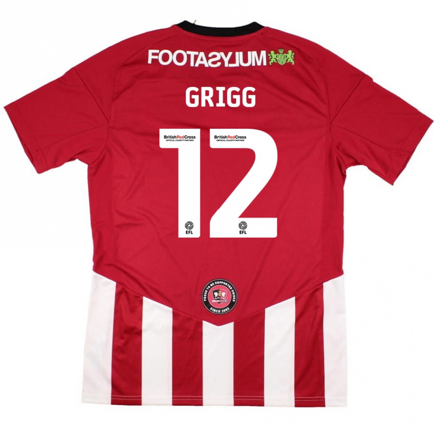 Kids Football Katie Grigg #12 Red White Home Jersey 2024/25 T-Shirt Australia