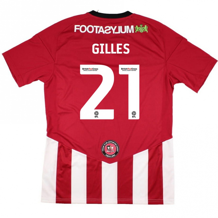 Kids Football Sophie Gilles #21 Red White Home Jersey 2024/25 T-Shirt Australia