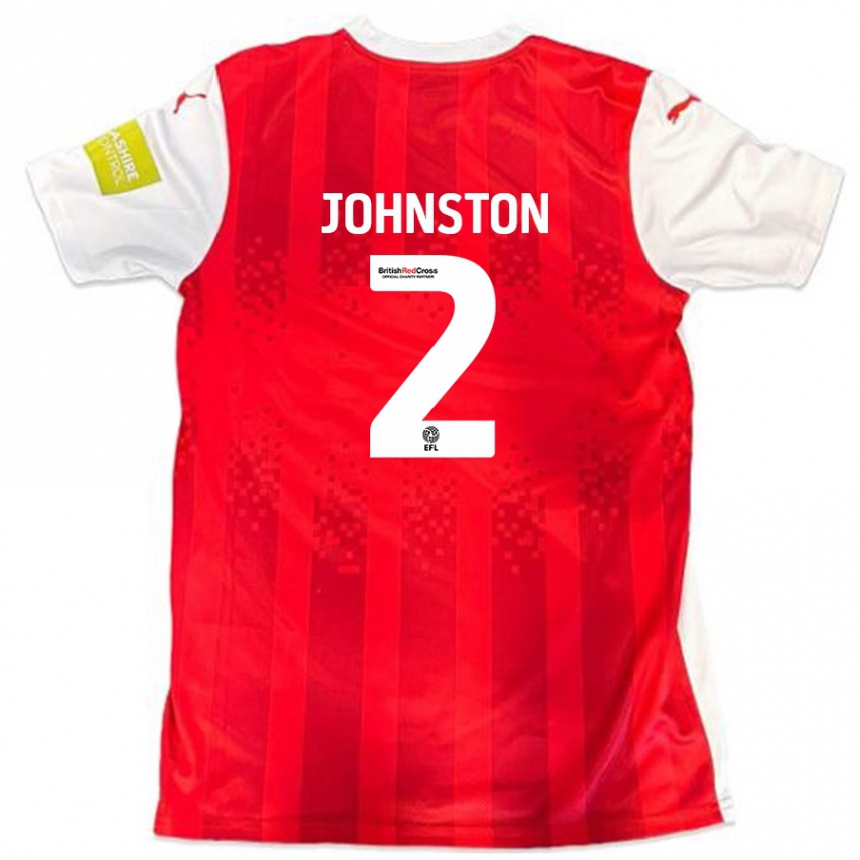 Kids Football Carl Johnston #2 Red White Home Jersey 2024/25 T-Shirt Australia