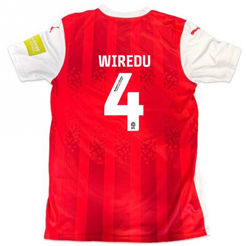 Kids Football Brendan Wiredu #4 Red White Home Jersey 2024/25 T-Shirt Australia