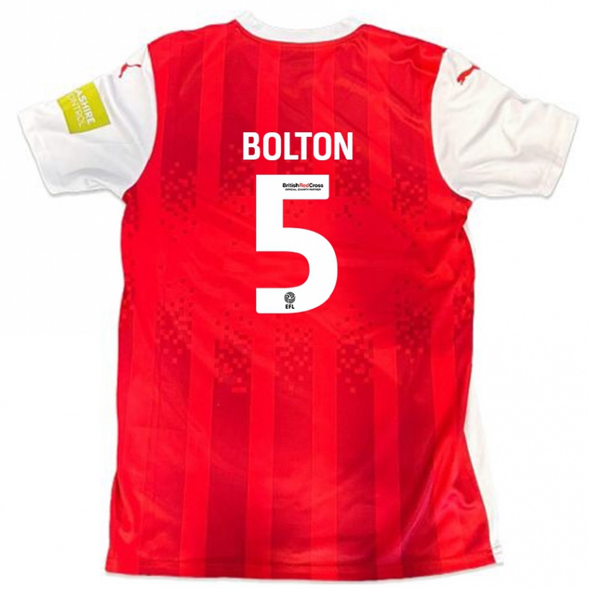 Kids Football James Bolton #5 Red White Home Jersey 2024/25 T-Shirt Australia