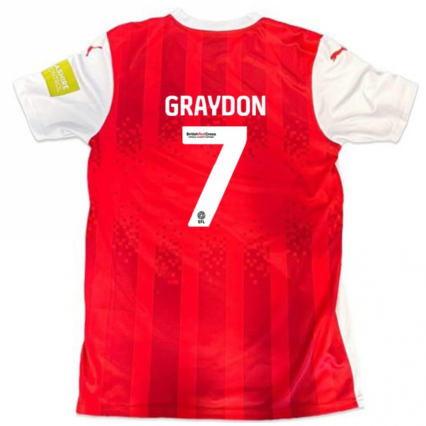 Kids Football Ryan Graydon #7 Red White Home Jersey 2024/25 T-Shirt Australia