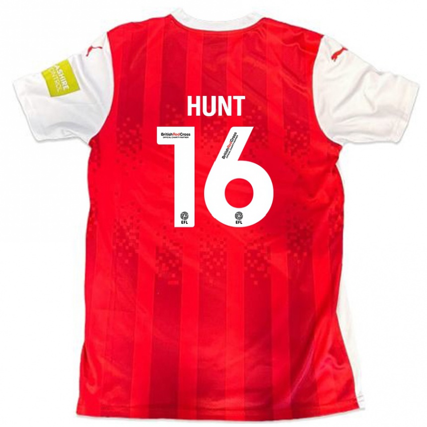 Kids Football Mackenzie Hunt #16 Red White Home Jersey 2024/25 T-Shirt Australia