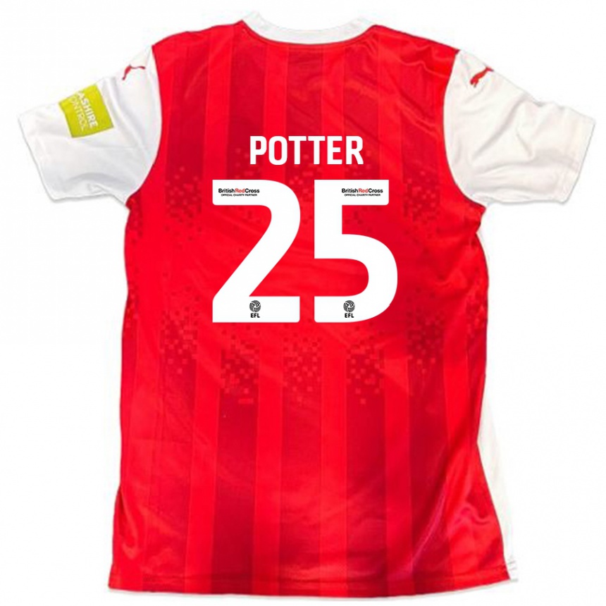 Kids Football Finley Potter #25 Red White Home Jersey 2024/25 T-Shirt Australia