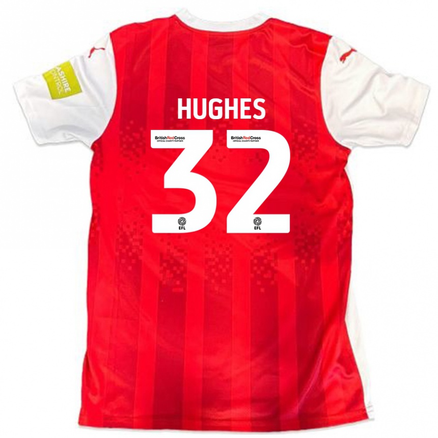 Kids Football Kayden Hughes #32 Red White Home Jersey 2024/25 T-Shirt Australia