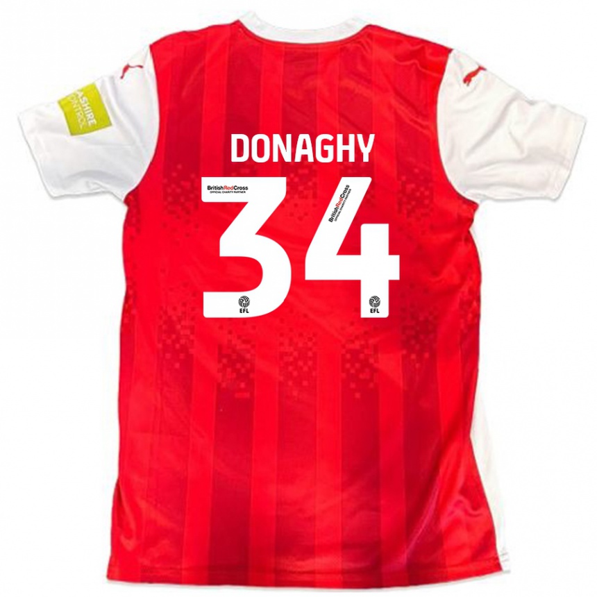 Kids Football Tom Donaghy #34 Red White Home Jersey 2024/25 T-Shirt Australia