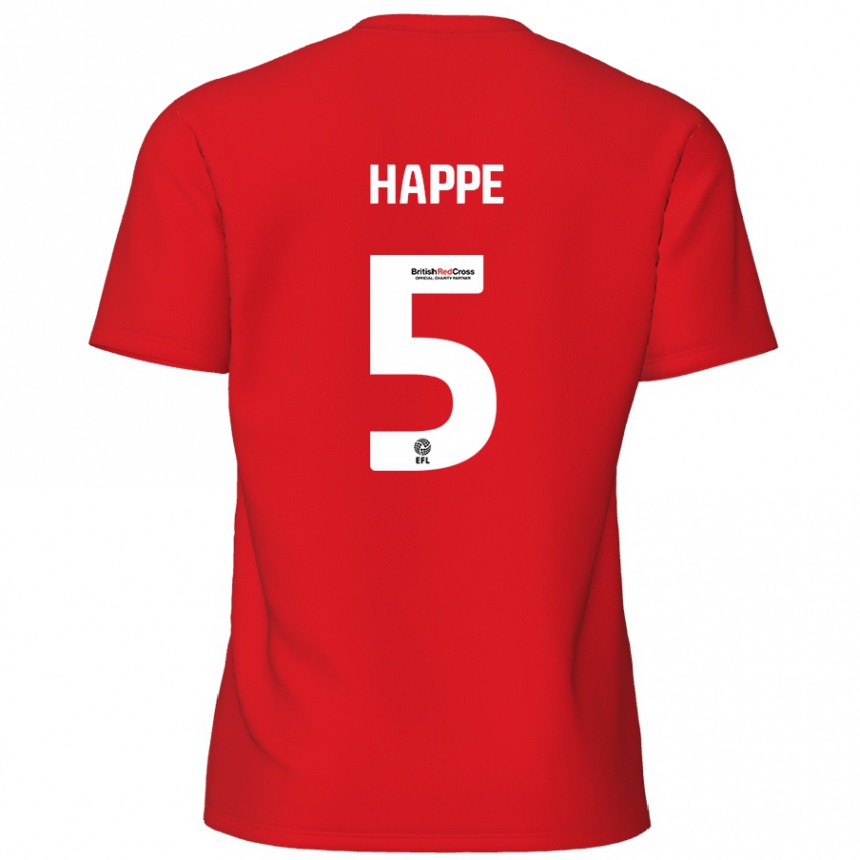 Kids Football Dan Happe #5 Red Home Jersey 2024/25 T-Shirt Australia