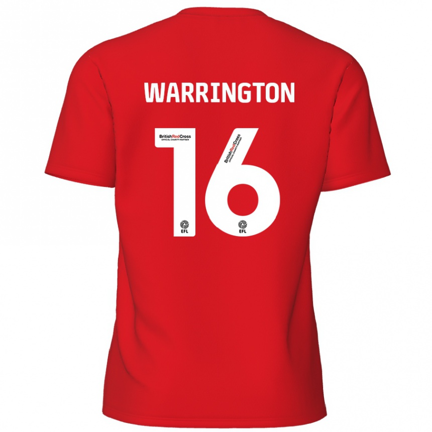 Kids Football Lewis Warrington #16 Red Home Jersey 2024/25 T-Shirt Australia