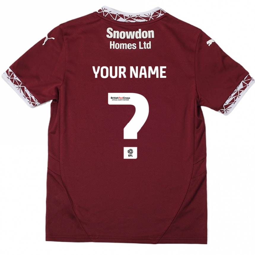 Kids Football Your Name #0 Burgundy Home Jersey 2024/25 T-Shirt Australia