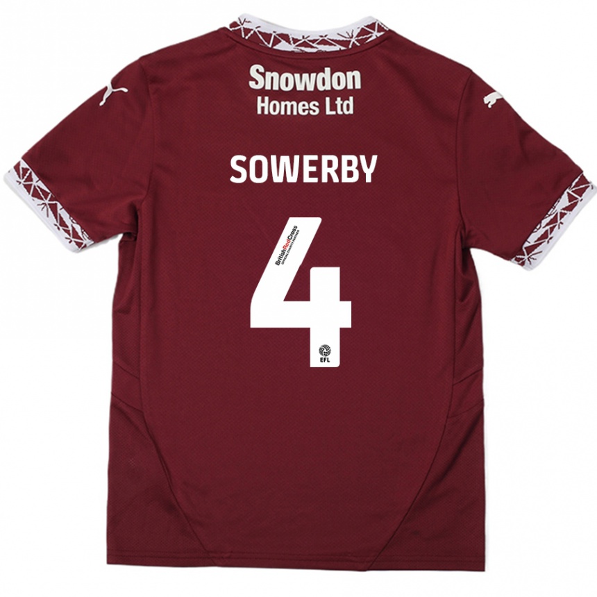 Kids Football Jack Sowerby #4 Burgundy Home Jersey 2024/25 T-Shirt Australia