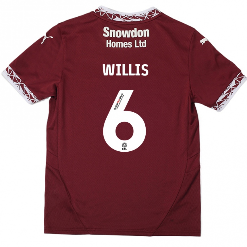 Kids Football Jordan Willis #6 Burgundy Home Jersey 2024/25 T-Shirt Australia