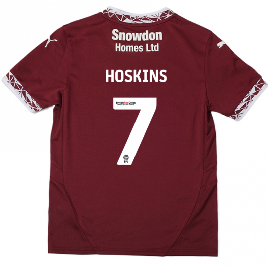 Kids Football Sam Hoskins #7 Burgundy Home Jersey 2024/25 T-Shirt Australia