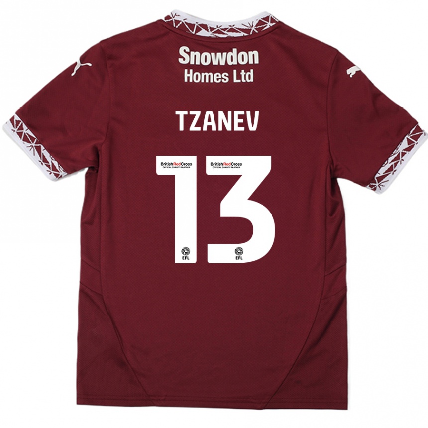 Kids Football Nik Tzanev #13 Burgundy Home Jersey 2024/25 T-Shirt Australia