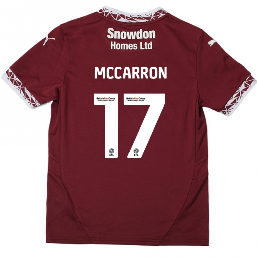 Kids Football Liam Mccarron #17 Burgundy Home Jersey 2024/25 T-Shirt Australia