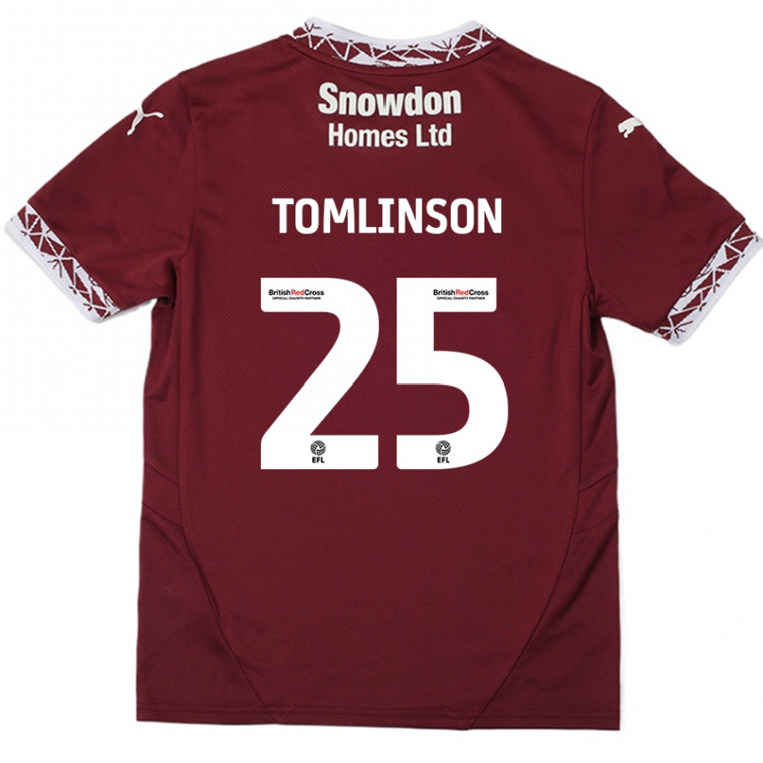 Kids Football Josh Tomlinson #25 Burgundy Home Jersey 2024/25 T-Shirt Australia