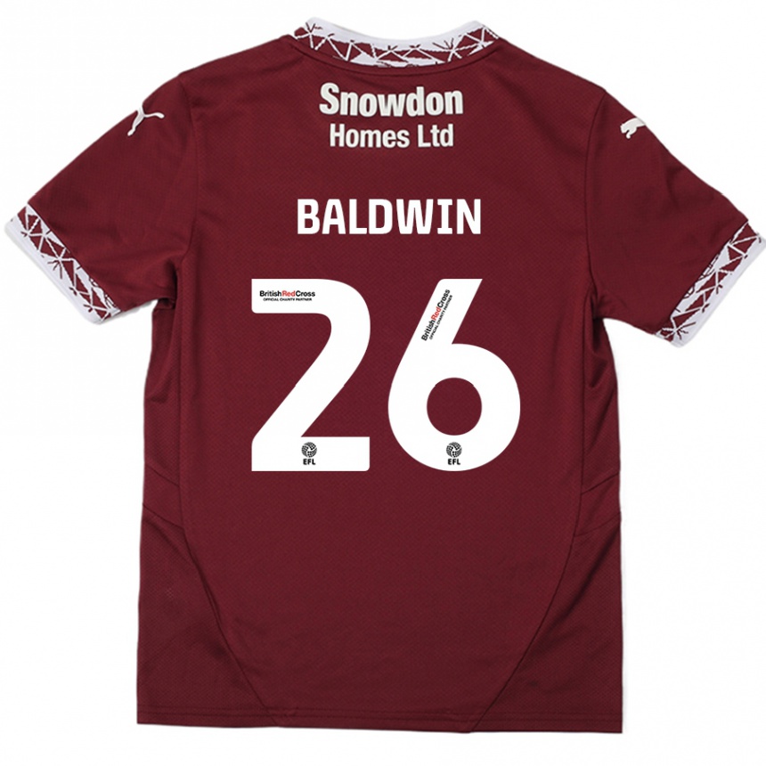 Kids Football Jack Baldwin #26 Burgundy Home Jersey 2024/25 T-Shirt Australia