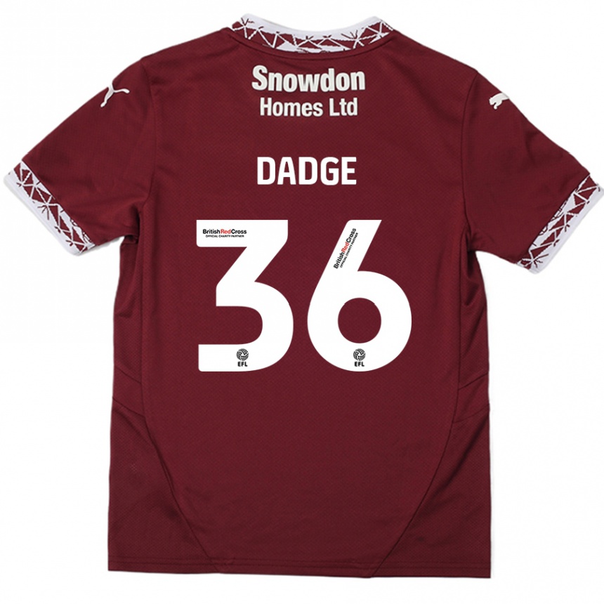 Kids Football James Dadge #36 Burgundy Home Jersey 2024/25 T-Shirt Australia