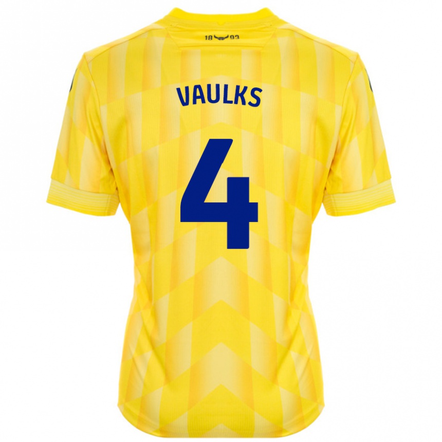 Kids Football Will Vaulks #4 Yellow Home Jersey 2024/25 T-Shirt Australia