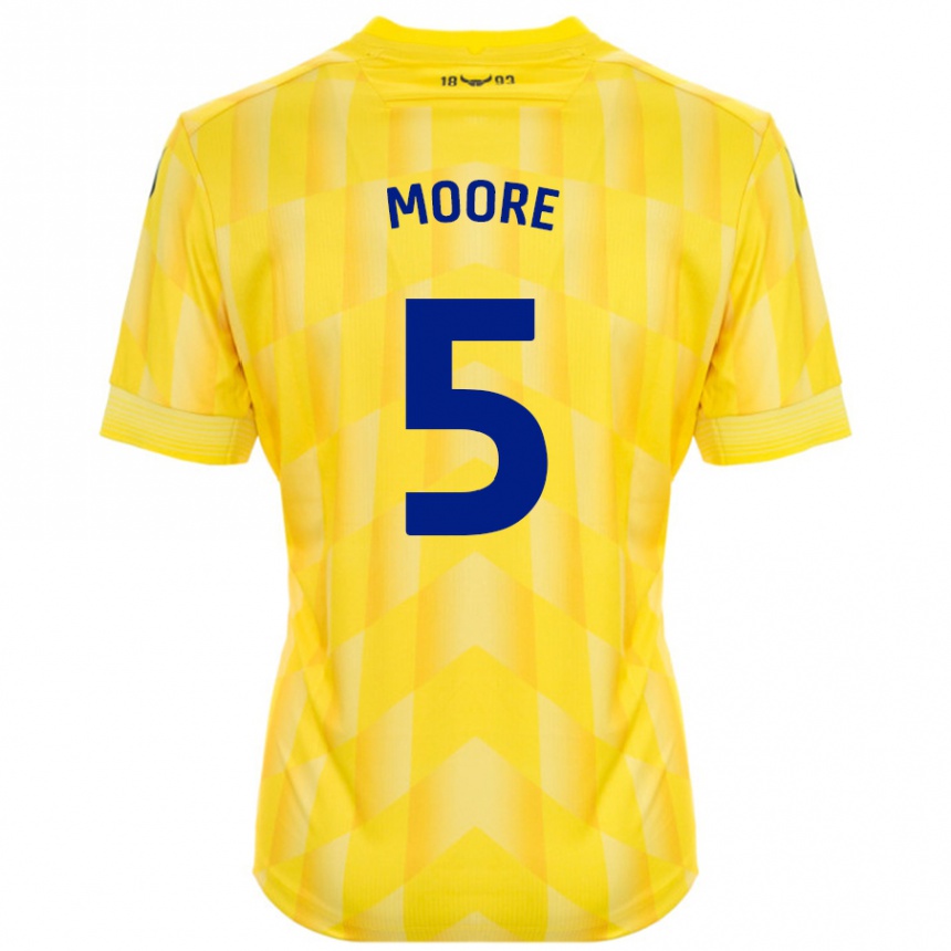 Kids Football Elliott Moore #5 Yellow Home Jersey 2024/25 T-Shirt Australia