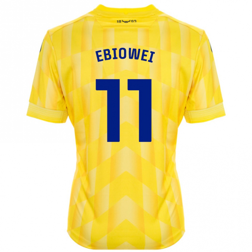 Kids Football Malcolm Ebiowei #11 Yellow Home Jersey 2024/25 T-Shirt Australia