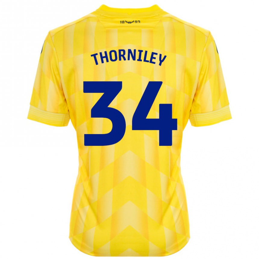 Kids Football Jordan Thorniley #34 Yellow Home Jersey 2024/25 T-Shirt Australia