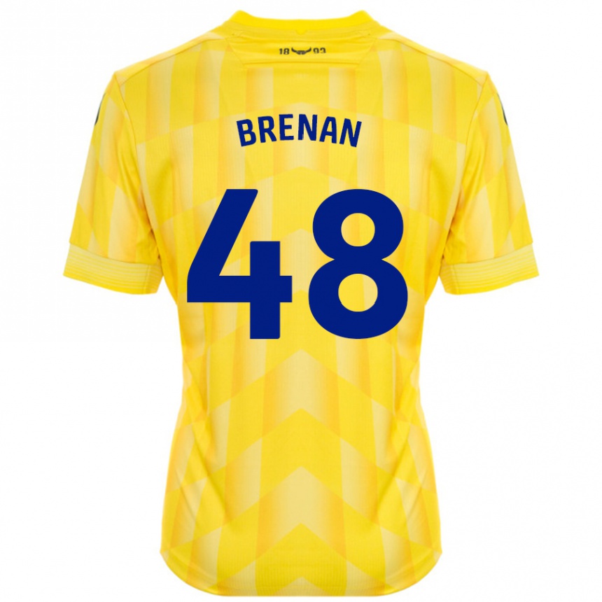 Kids Football Tobias Brenan #48 Yellow Home Jersey 2024/25 T-Shirt Australia