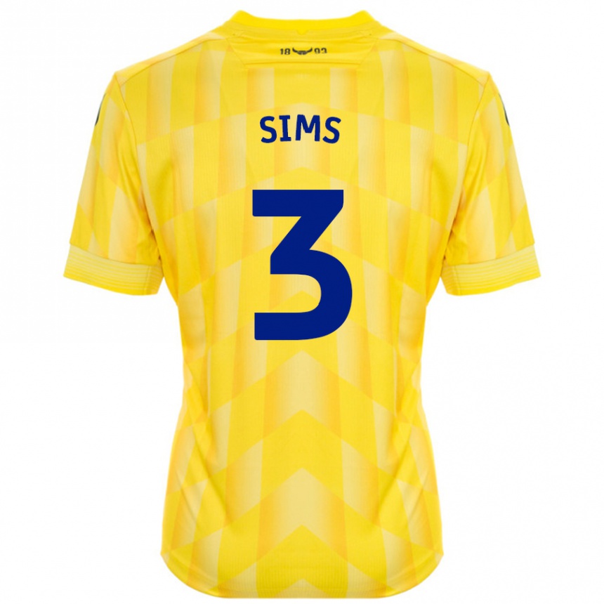 Kids Football Gemma Sims #3 Yellow Home Jersey 2024/25 T-Shirt Australia