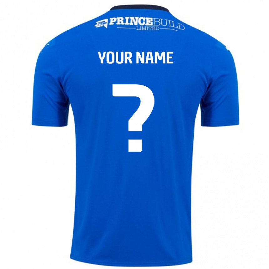 Kids Football Your Name #0 Blue White Home Jersey 2024/25 T-Shirt Australia