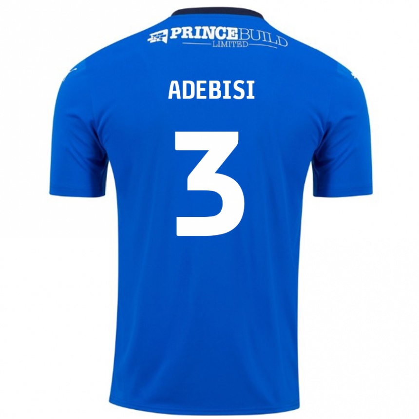 Kids Football Rio Adebisi #3 Blue White Home Jersey 2024/25 T-Shirt Australia