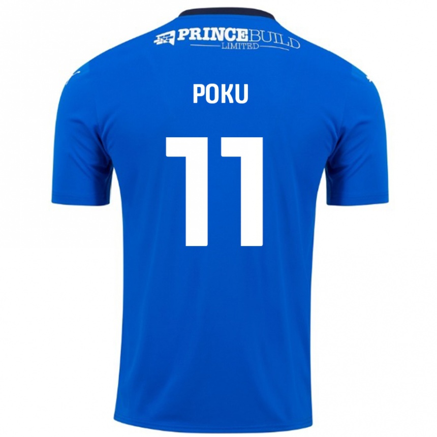 Kids Football Kwame Poku #11 Blue White Home Jersey 2024/25 T-Shirt Australia