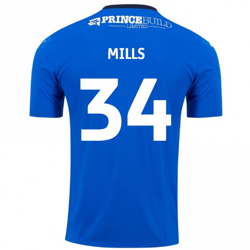 Kids Football Harley Mills #34 Blue White Home Jersey 2024/25 T-Shirt Australia