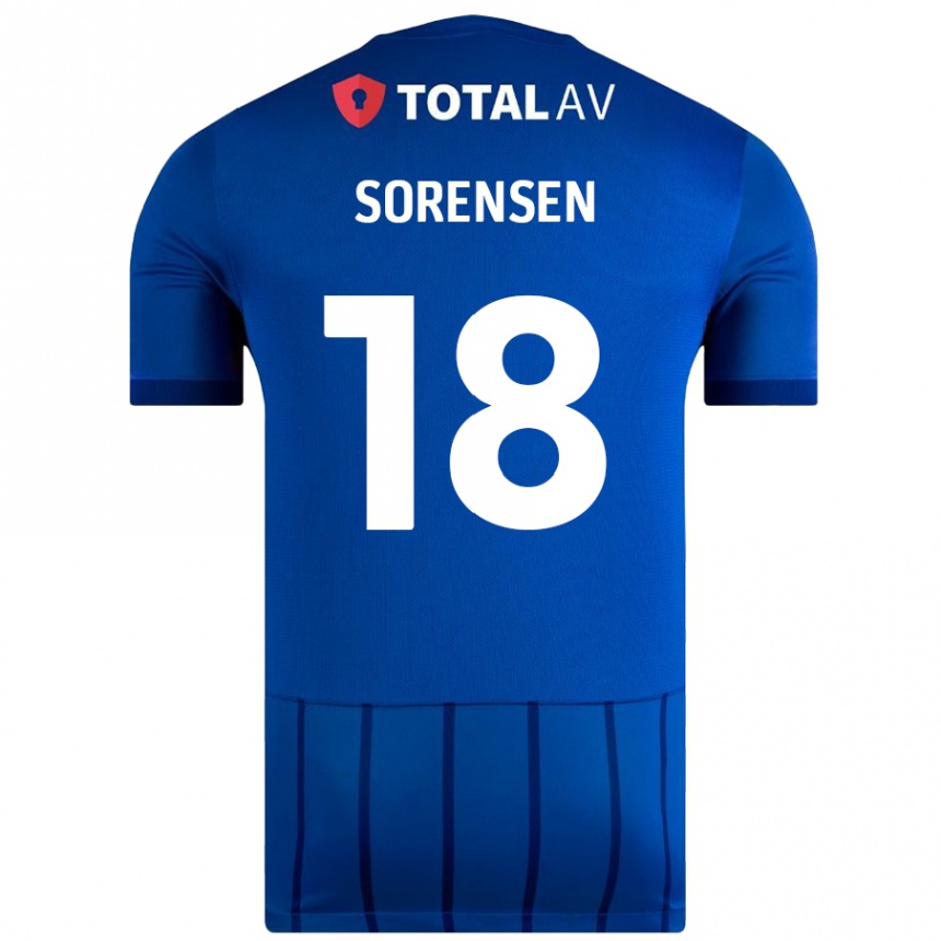 Kids Football Elias Sørensen #18 Blue Home Jersey 2024/25 T-Shirt Australia